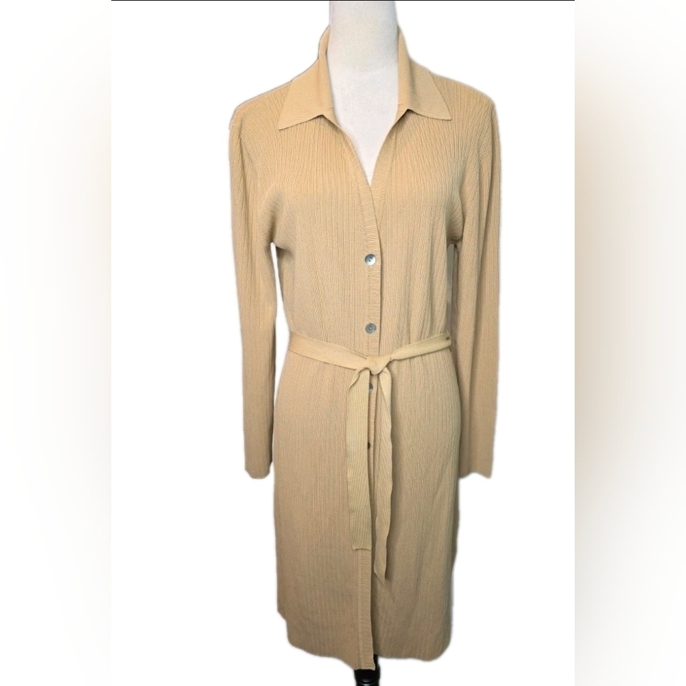 324h. Max Studio ribbed knit duster cardigan in a versatile beige hue XL
